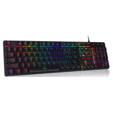 Redragon K589 Shrapnel RGB Backlit Low Profile Wired Mechanical Gaming Keyboard, 104 Keys, Anti-ghosting, Red Switches, USB 2.0, Black | Shrapnel K589RGB